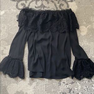 White House Black Market Black Lace Off the Shoulder Blouse